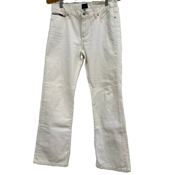 Tommy Jeans Women’s White Denim Jeans Size 11 Mid Rise Straight Leg Classic Fit - Picture 1 of 10